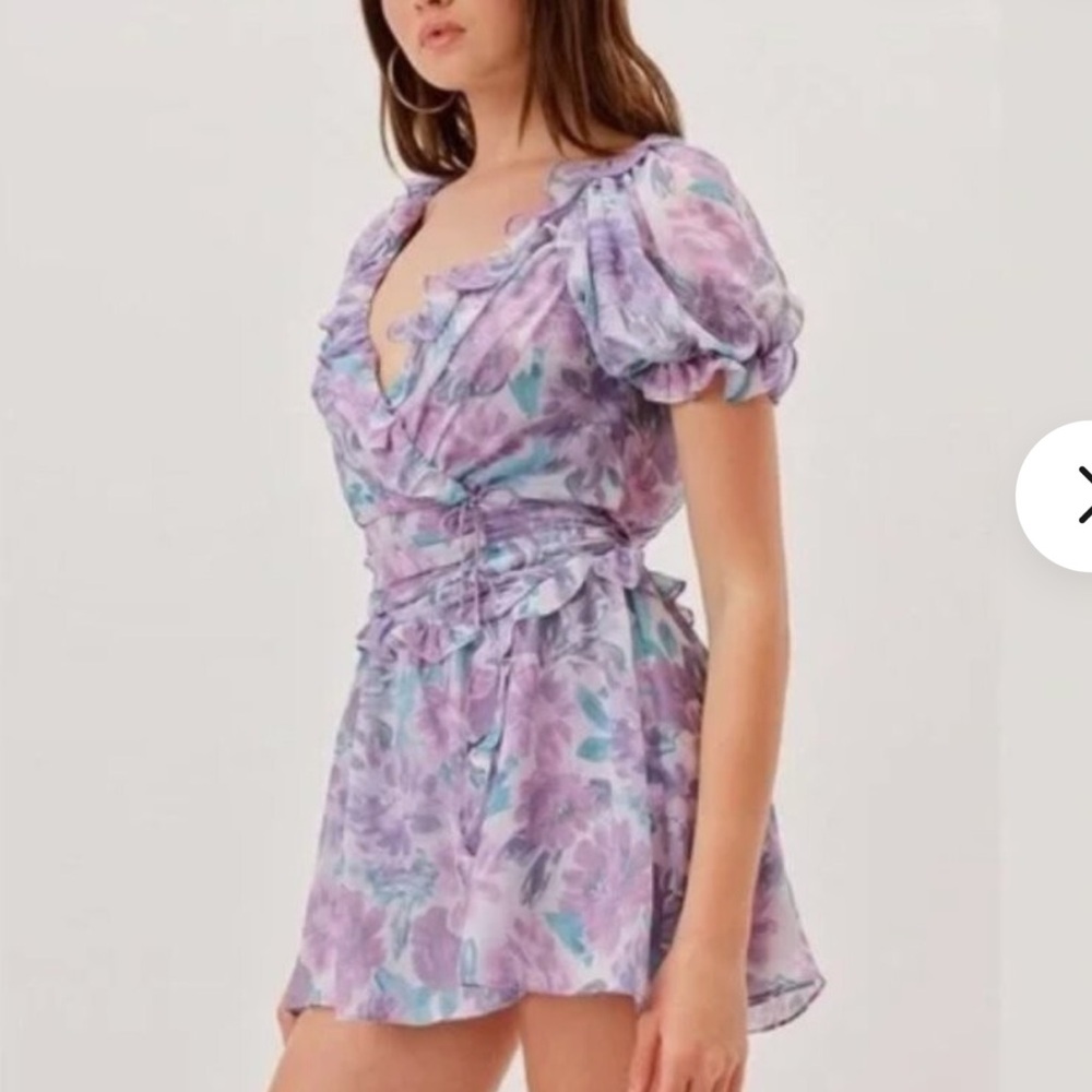 For Love And Lemons Lavender Floral Mini Dress size medium